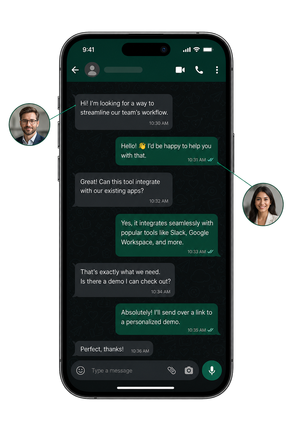 Helicoptic WhatsApp messaging